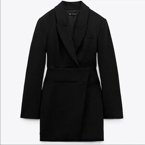 Zara Black Tailored Wrap Blazer Dress - Size XL - New With Tags